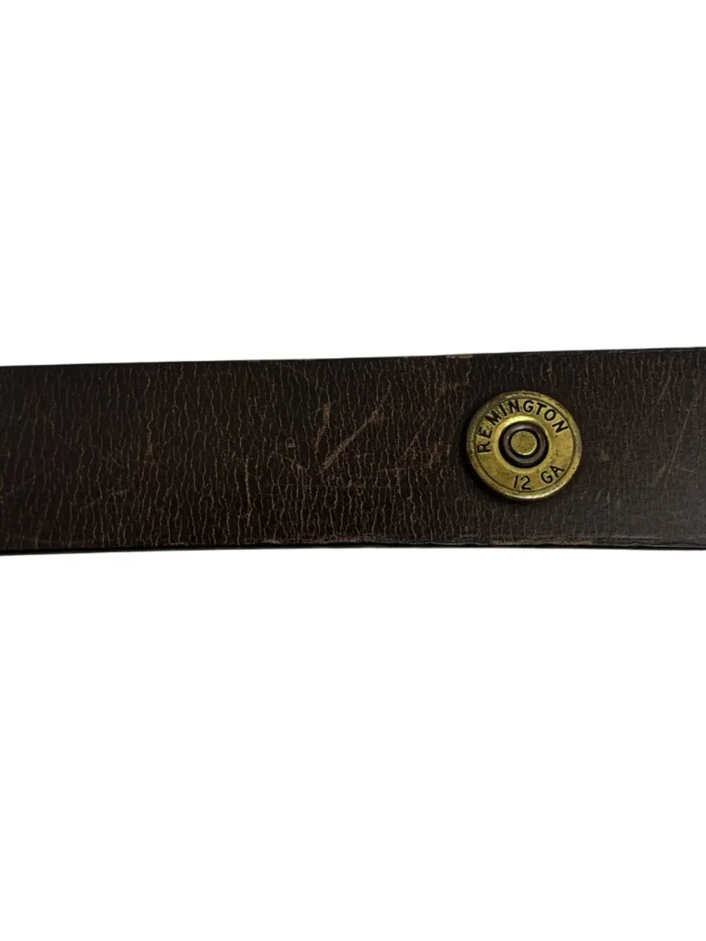 Remington 12 GA Genuine Leather Belt 3X (50-52) With Brass Buckle & Shotgun Shel